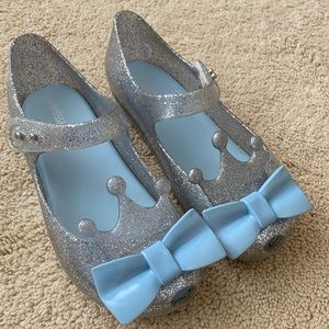 Mini Melissa silver glitter crown shoes